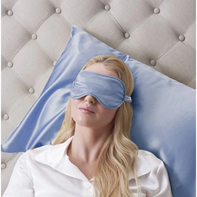 Image of Jasmine Silk 100% Pure Filled Eye Mask/Sleeping Mask Sleep Baby Blue