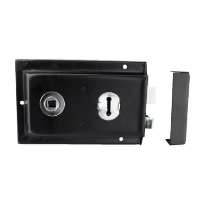 Image of Haven Heritage Deadbolt Door Lock Shed Llock, Garden Gate with Key, Rim Knobs, Dead Bolts &amp; Locks Keys Black Chrome Inset 6&quot;x 4&quot;