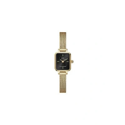 Image of Daniel Wellington Quadro Mini time only Women&#039;s Watch, Golden on Black Background DW00100652 316L Steel