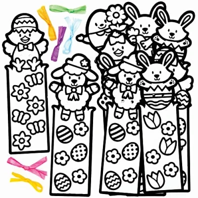 Image of Baker Ross Easter Fuzzy Art Bookmarks Pack of 12, Felt Sets for Children (FC623)