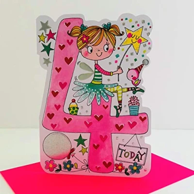 Image of Rachel Ellen Girl Age 4 Today Fairy Birthday Card