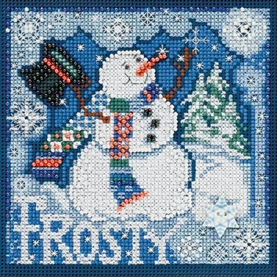 Image of Mill Hill Buttons &amp; Beads Counted Cross Stitch Kit 5&quot;X5&quot;, Frosty Snowman Winter (14 Count)