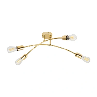 Image of Helix Multi Arm Semi Flush Ceiling Lamp Gold 4xE27