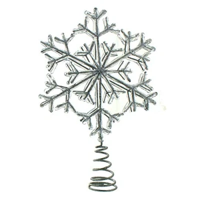 Image of Festive Productions Tree Topper : Acrylic Encrusted Silver Glitter Snowflake 19cm