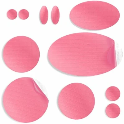 Image of aZengear Repair Patches for Down Jackets, Puffer Coats, Waterproof, Self Adhesive, Pre Cut, Tear Cold Heat Resistant Nylon Polyester Fabric, Fix Air Mattress, Inflatables, Tents (11 Pcs, Pink)