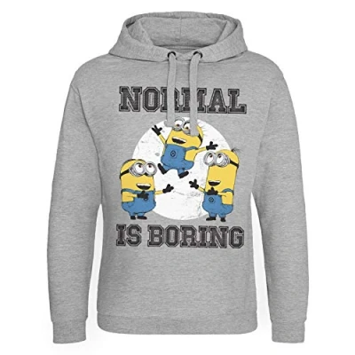 Image of MINIONS Officially Licensed Normal Life Is Boring Epic Hoodie (Heather Grey), L