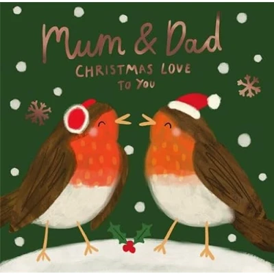 Image of Cards Hallmark Christmas, Mum &amp; Dad Love to You, Robins Design