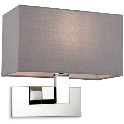 Image of Raffles Wall Lamp Chrome with Rectangle Grey Shade