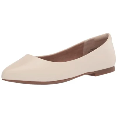 Image of Amazon Essentials Women&#039;s Pointed Toe Ballet Flat, Ivory, 7.5 UK Wide