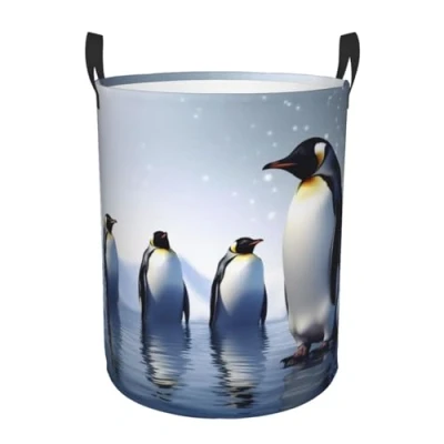 Image of Laundry Baskets, Waterproof Oxford Fabric Hamper Penguin Toys Storage Baskets Bin, Dirty Clothes Hampers With Handle, Organizer Basket, Nursery Hamper, Home Decor