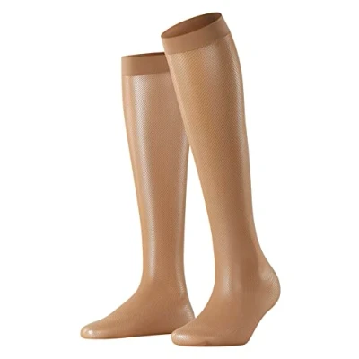 Image of FALKE Women&#039;s Net W KH Sheer Patterned 1 Pair Knee High Socks, Skin colour (Powder 4169), 5.5 8