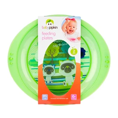 Image of Homeshopa Baby Feeding Plates, Pack of 2 Unbreakable Plastic Plates for &amp; Toddler, BPA Free, Dishwasher and Microwave Safe, Reusable Lightweight Kids Mealtime Dishes, Dinning Table Food Tray