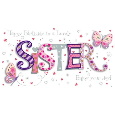 Image of Sister Birthday Handmade Embellished Greeting Card by Talking Pictures Cards