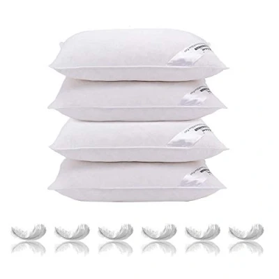 Image of Adam Home Duck Feather Pillows 4 Pack Hotel Quality (Standard Size) Luxury Down Extra Soft Filling Filled in 100% Cotton Cover (White, 48 * 74)