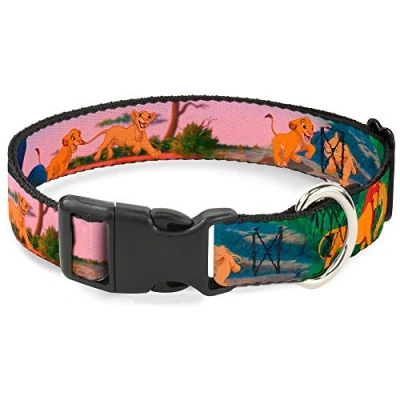 Image of Buckle Down Plastic Clip Collar Lion King Simba &amp; Nala Growing Up Scenes 1&quot; Wide Fits 11 17&quot; Neck Medium