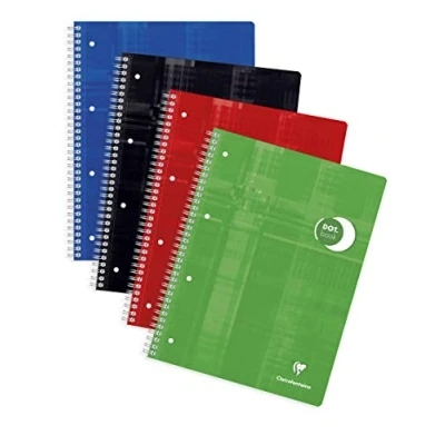 Image of Clairefontaine 8253C pack of 5 college blocks DIN A4+ with ring binder holes, 4 hole perforated, 80 dot/dot checkered sheets, 90g, assorted colors, 1