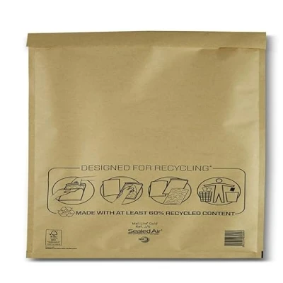 Image of Sealed Air Mail Lite Bubble Padded Envelopes Gold/White (Gold, J/6 (300 x 440mm) Box of 50)