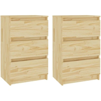 Image of vidaXL Bedside Cabinets 2 pcs 40x29.5x64 cm Solid Pine Wood