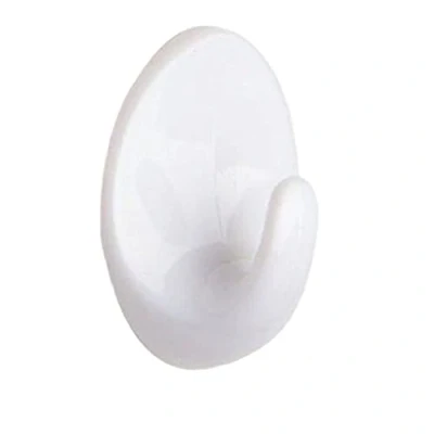 Image of Merriway BH04776 (6 Pcs) Self Adhesive Hooks, Small Oval, 38 x 28 mm White Pack of 6 Pieces