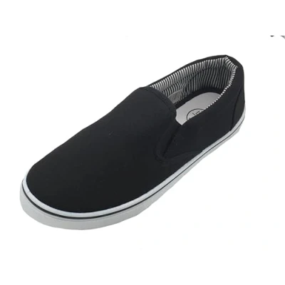 Image of GladRags Mens Slip on Canvas Summer Shoes, Pumps, Trainers, Black/White, Size 11