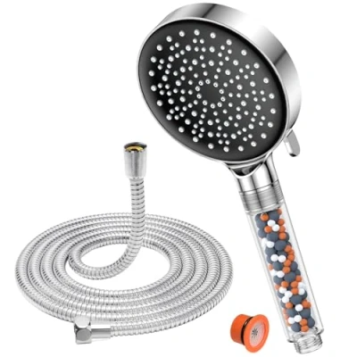 Image of YEAUPE High Pressure Shower Head with 1.5M Hose Powerful Flow for Low Hard Water Filter and Saving 6 Modes, Packaging may vary