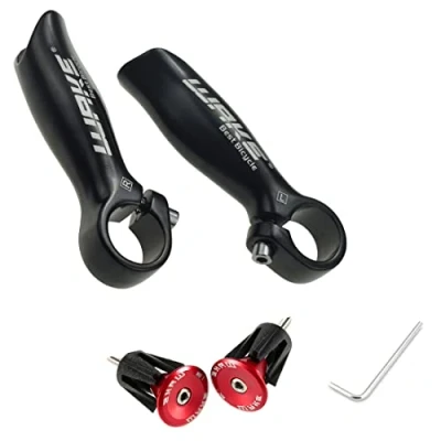 Image of FOMTOR Bike Handlebar Grips, 22.2mm MTB Bar Ends, 1 Pair Grips with 2 End Stoppers, Plugs, Plug Drop for Most Bicycle, Mountain Bike, Road MTB, BMX, Red