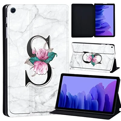 Image of Printed Case for Samsung Galaxy Tab A7 10.4 2020 (SM T500/ T505/ T507), Slim Lightweight Protective Hard Cover (letter S on white marble)