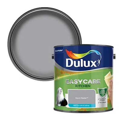 Image of Dulux Easycare Kitchen Matt Emulsion Paint For Walls And Ceilings Warm Pewter 2.5 Litres