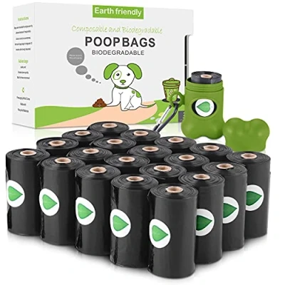 Image of Nestling Biodegradable Thicker Dog Poop Bags with Dispenser 300 Waste Thick Strong Made from Corn Starch Plants Based (Black)