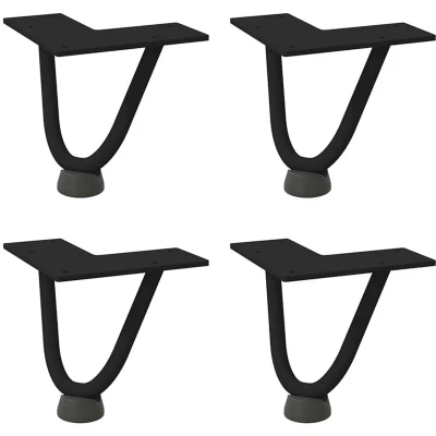 Image of vidaXL Hairpin Legs for Coffee Table 4 pcs Black 10 cm Solid Steel