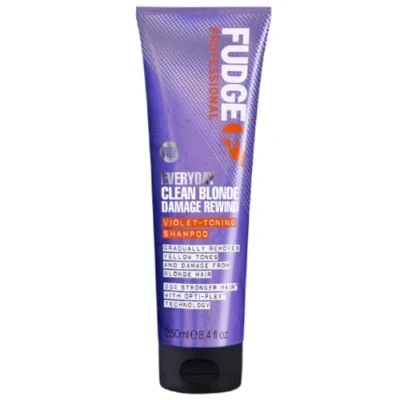 Image of Fudge Professional Everyday Clean Blonde Damage Rewind Shampoo, Daily Purple Toning for Hair, Bond Repair Technology, 250 ml