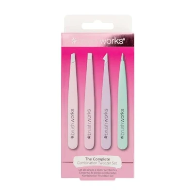 Image of Brushworks HD 4 Piece Combination Tweezer Set Pastels