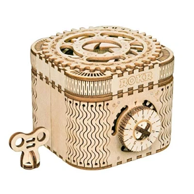 Image of ROKR 3D Wooden Puzzle Treasure Box Model Kits For Adult Building Christmas Birthday Gifts Teens and Adults