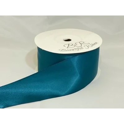 Image of 2 metres x 50mm Satin Ribbon Dark Teal Green Double Sided 50 mm 5cm 2&quot; Inch