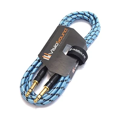 Image of VisioSound 6.35mm 1/4&quot; Stereo TRS Jack to Lead/Balanced Signal Audio Patch Cable (3m, Blue/Black)