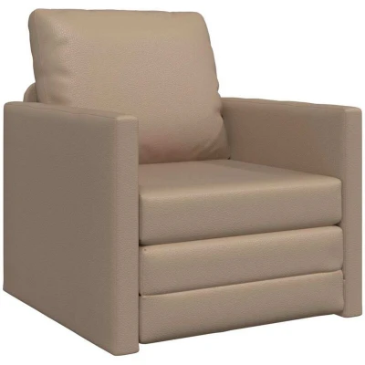 Image of vidaXL Floor Sofa Bed 2 in 1 Cappuccino 74x77x81 cm Faux Leather