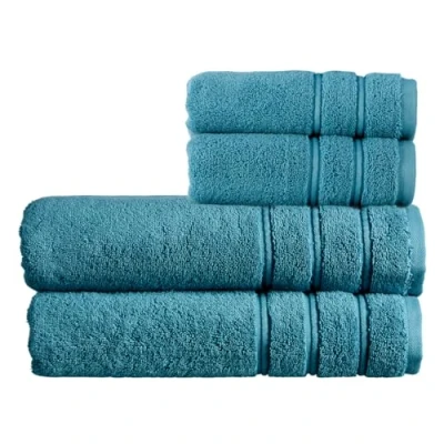 Image of Christy Antalya Bath Sheets Set 4 Piece 100% Turkish Cotton 600GSM Soft Plush Luxury Towel 2 Hand Towels Quick Dry Jade Teal