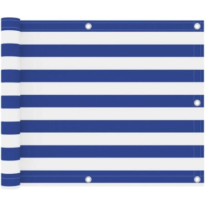 Image of vidaXL Balcony Screen White and Blue 75x300 cm Oxford Fabric