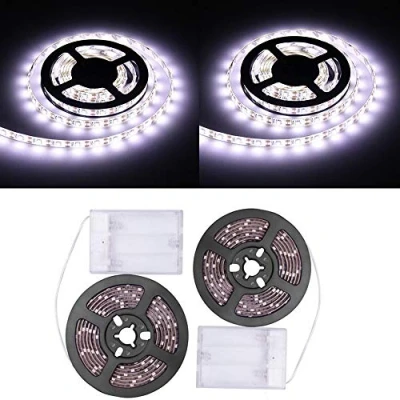Image of Sunboia LED Strip Light 2Pack,Flexible 1m Battery Operated Sticky Backed Light,TV Backlight,Waterproof Lights for Cupboard Cabinet Home Illuminate Cool White
