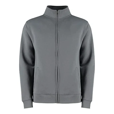 Image of Kustom Kit Men&#039;s Zipped Sweatshirt Regular Fit, Dark Grey, LGE