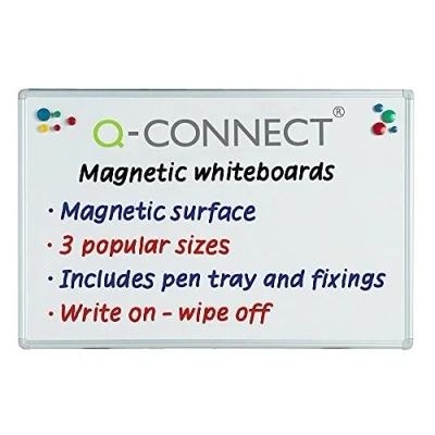 Image of Q Connect Magnetic Whiteboard Drywipe Notice Board 900x600mm