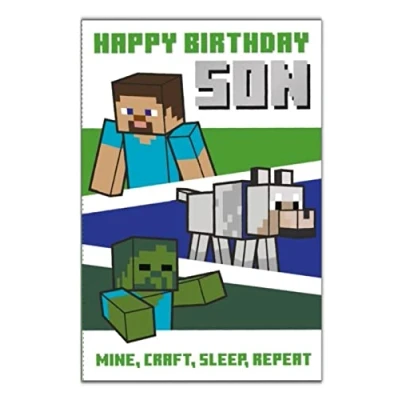 Image of Minecraft Son Birthday Card, Card for Son, Children&#039;s