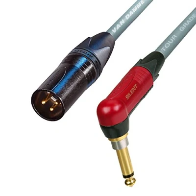 Image of Van Damme SILENT Mono Jack to Male XLR lead. Neutrik Guitar/Di/Mixer Cable (6m, Grey)