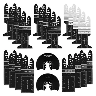 Image of LEILUO 24 Pcs Multi Tool Accessory Kits for Wood Nails Drywall Universal Oscillating Multitool Attachments with Storage Bag Compatible DeWalt Makita Einhell Dremel and More