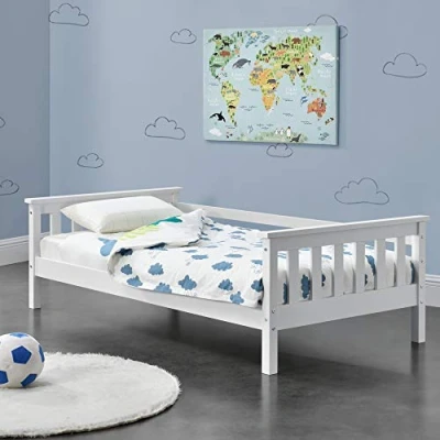 Image of [en.casa] Children&#039;s bed Nuuk with storage space 80x160 cm youth up to 70 kg slatted frame Bunk pine wood White