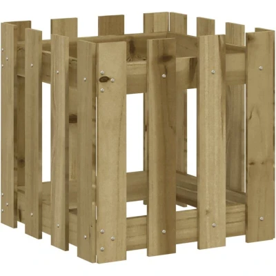 Image of vidaXL Garden Planter with Fence Design 40x40x40 cm Impregnated Wood Pine