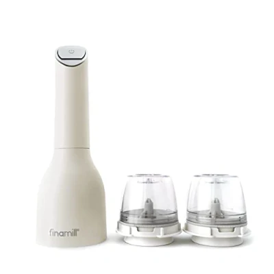 Image of FinaMill Award Winning Battery Operated Pepper Mill &amp; Spice Grinder in One, Adjustable Coarseness, Ceramic Grinding Elements, One Touch Operation with LED Light, Includes 2 Quick Change PROPlus Pods