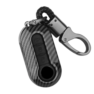 Image of OTMIK ABS Carbon Fiber Car Key Cover Case Compatible with Fiat 500 Grande Punto Stilo 500x Panda Ducato Remote Auto Keychain