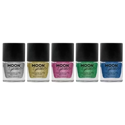Image of Holographic Glitter Nail Polish by Moon Sparkle and Shine Varnish 14ml (Set of 5)