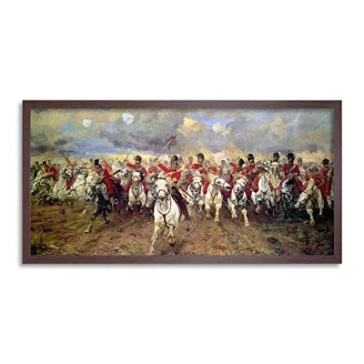 Image of Artery8 Thompson Scotland Forever Battle Waterloo Painting Framed Wall Art Print Long 25X12 Inch